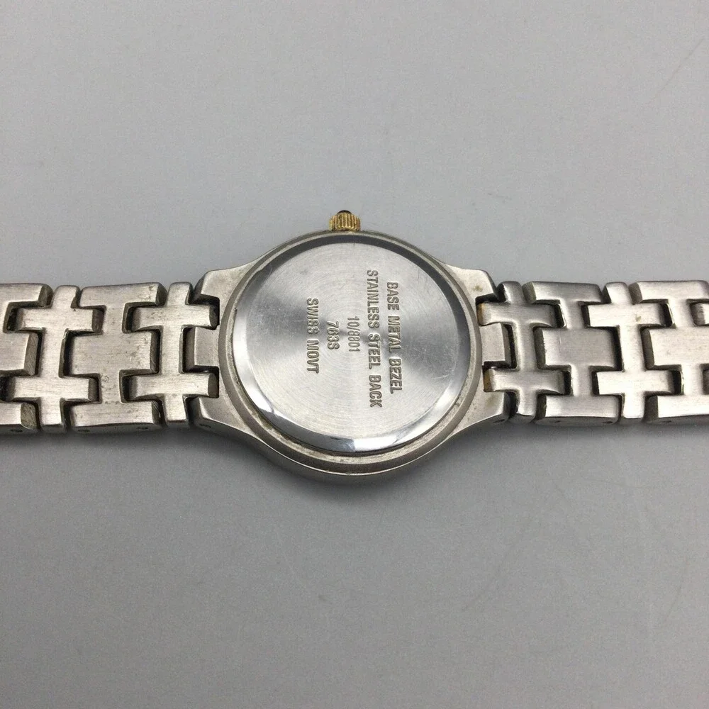 Anne Klein Diamond Swiss Womens Watch 24mm White Dial Two Tone New Battery 7.25